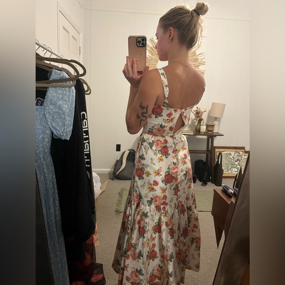 House of CB ELIA ITALIAN ROSE PRINT COTTON MIDI SUNDRESS NWOT XS plus cup! - Picture 4 of 12